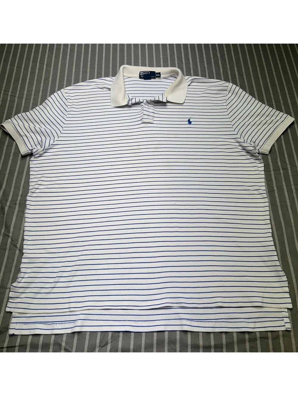 Polo By Ralph Lauren Men's XXL Striped Short Sleeve Polo- Blue Pony